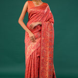 Kani Kashmiri Silk Saree - Gerogia Peach