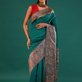 Kani Kashmiri Silk Saree - Myrtle Green