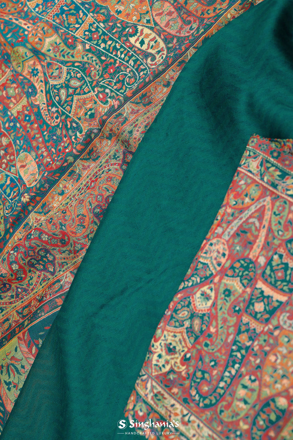 Kani Kashmiri Silk Saree - Myrtle Green