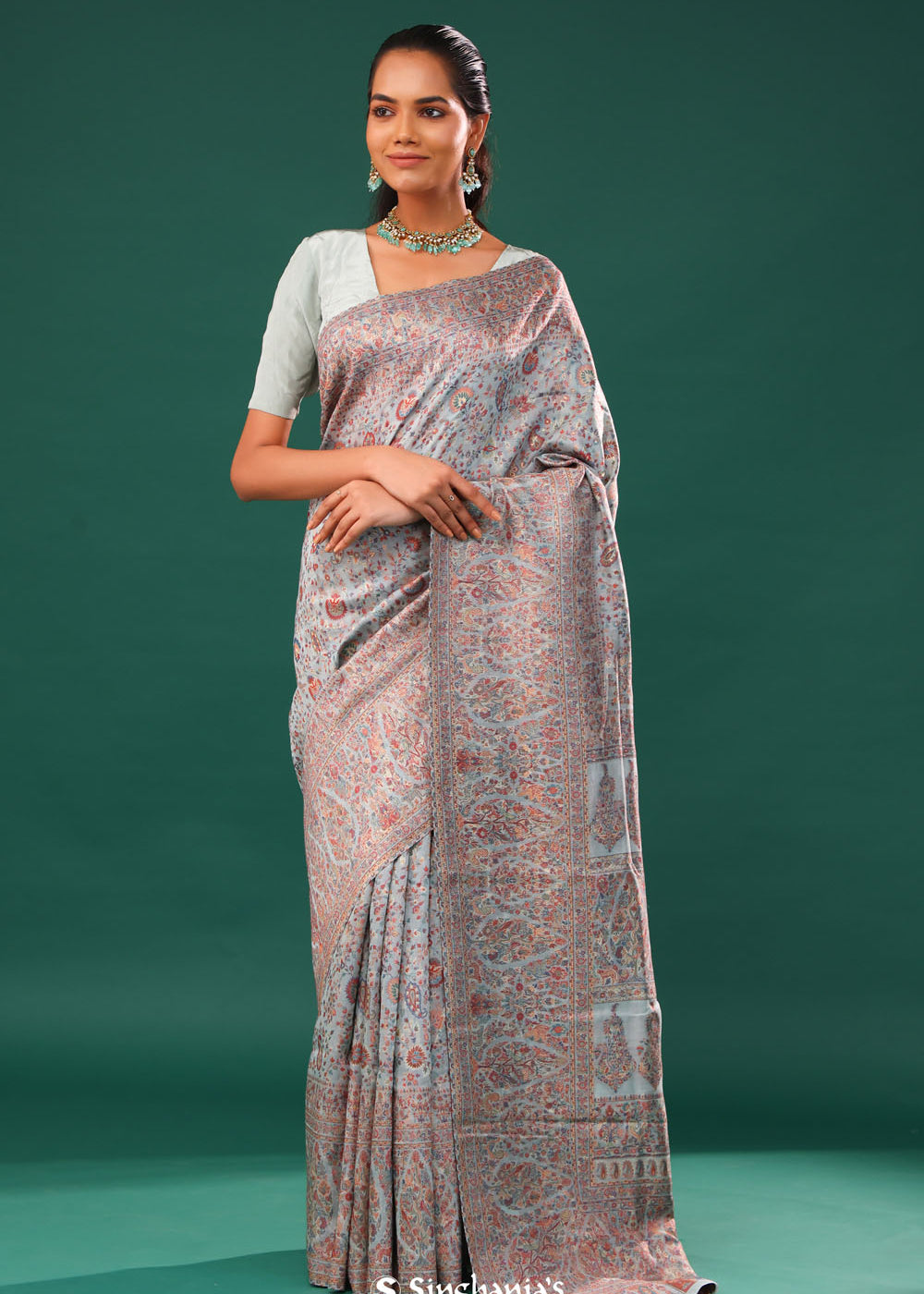 Kani Kashmiri Silk Saree - Marian Blue