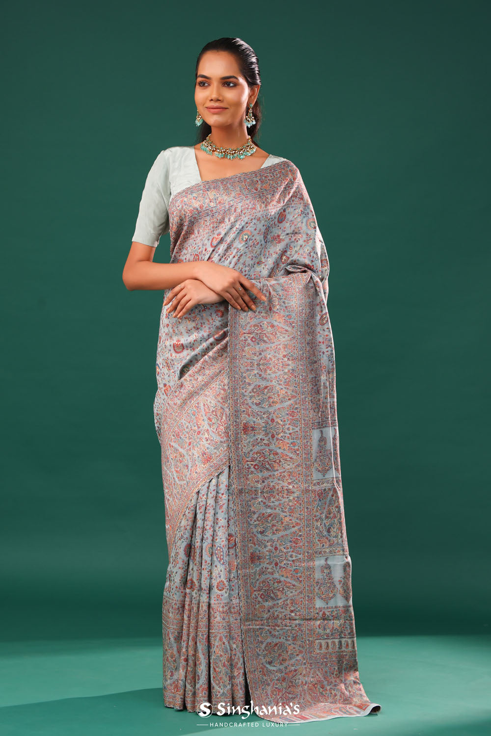 Kani Kashmiri Silk Saree - Marian Blue