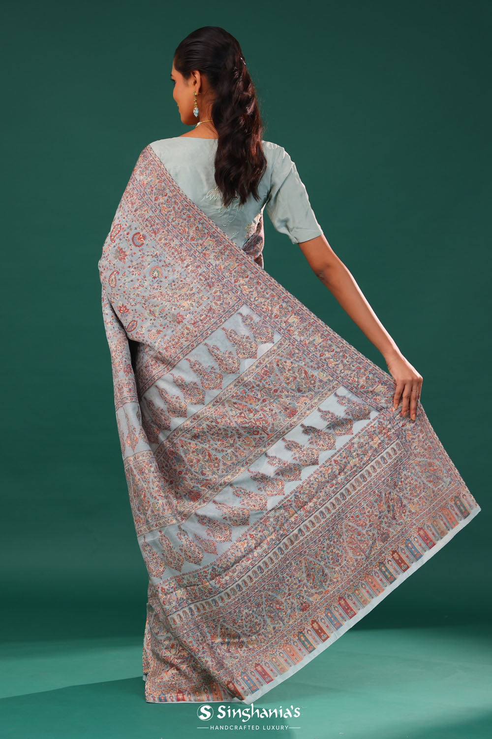 Kani Kashmiri Silk Saree - Marian Blue