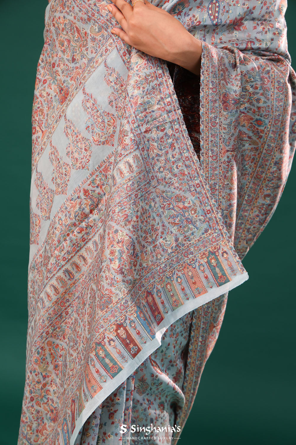 Kani Kashmiri Silk Saree - Marian Blue