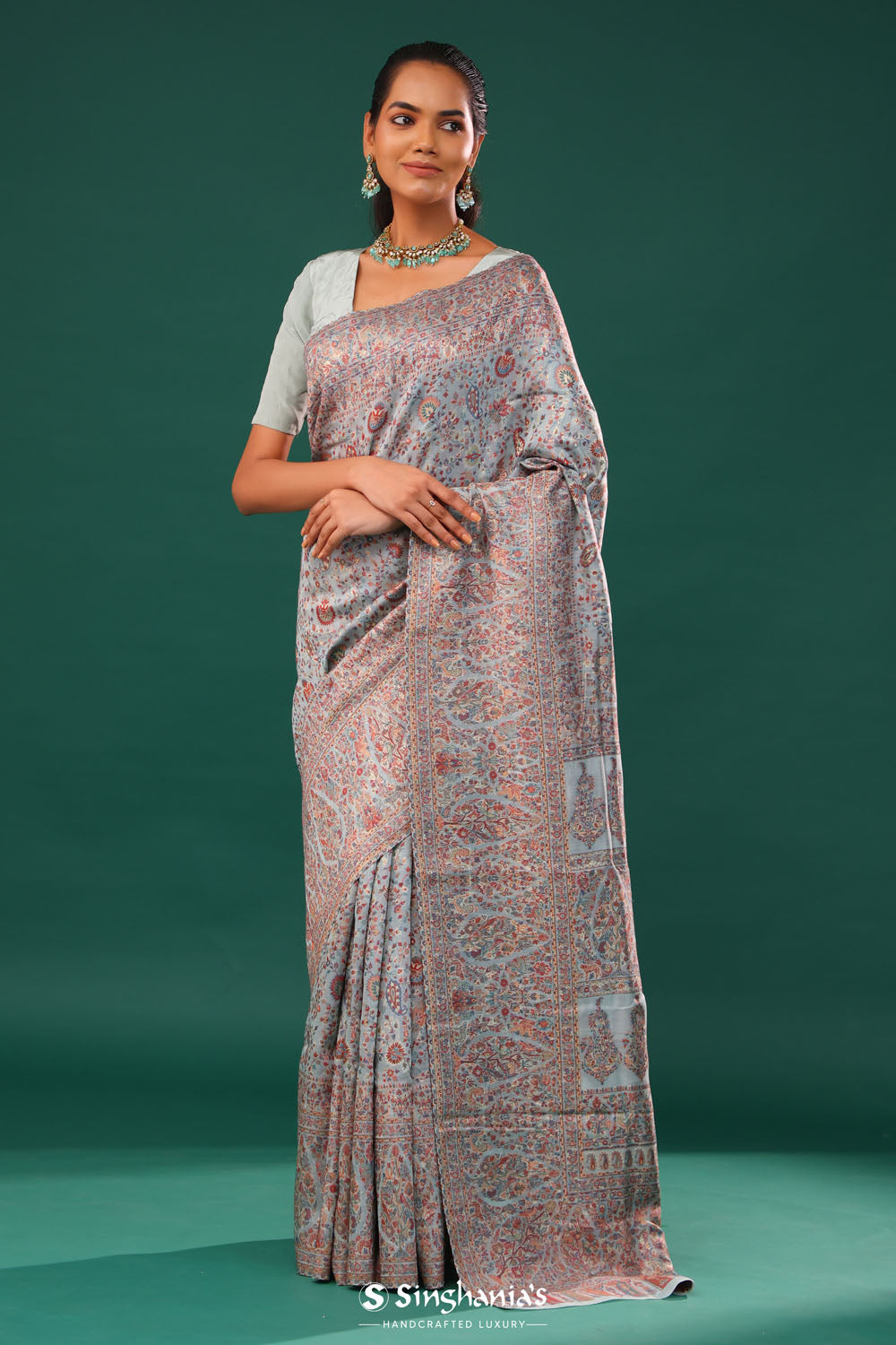 Kani Kashmiri Silk Saree - Marian Blue