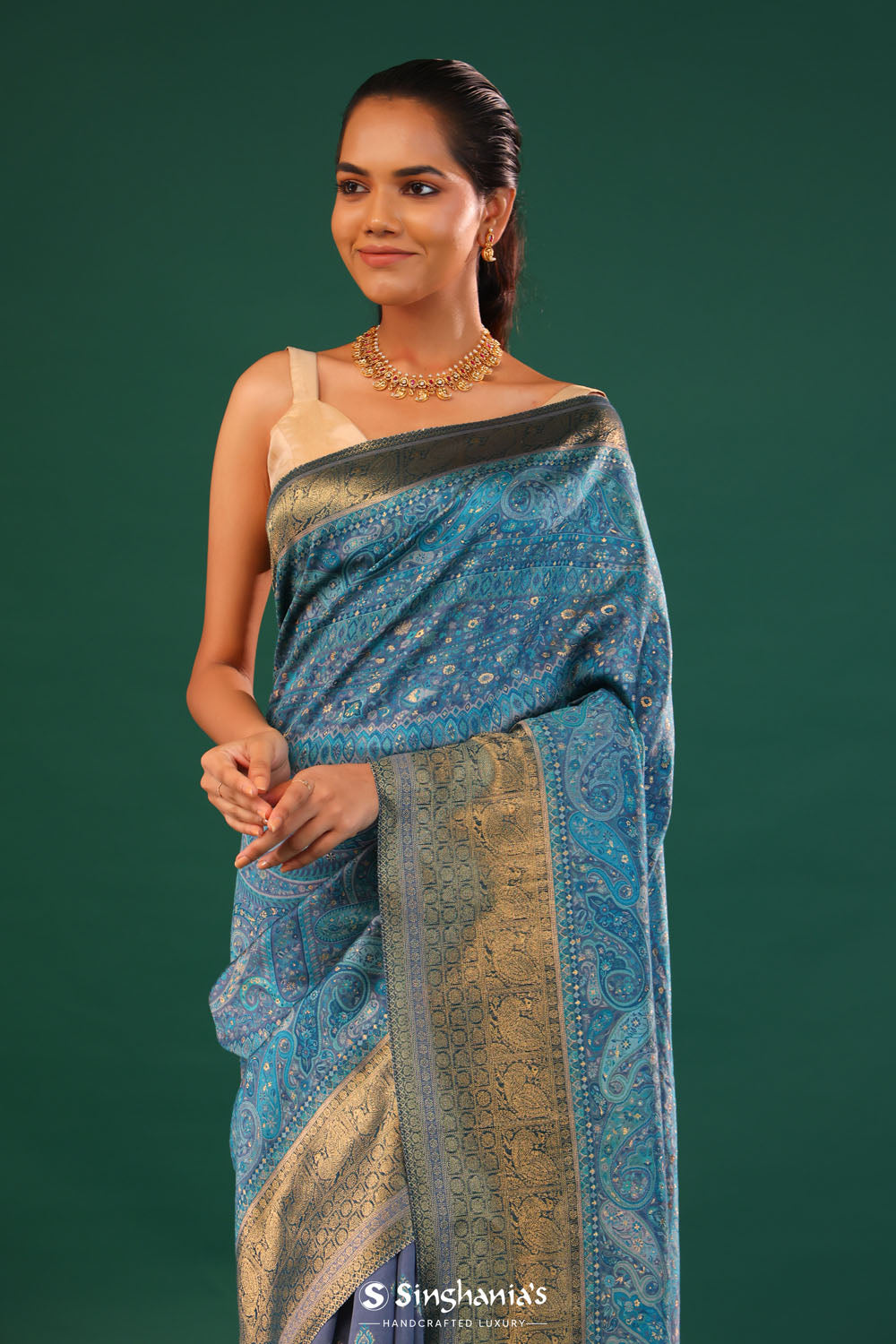 Kani Kashmiri Silk Saree - Rhythm Grey