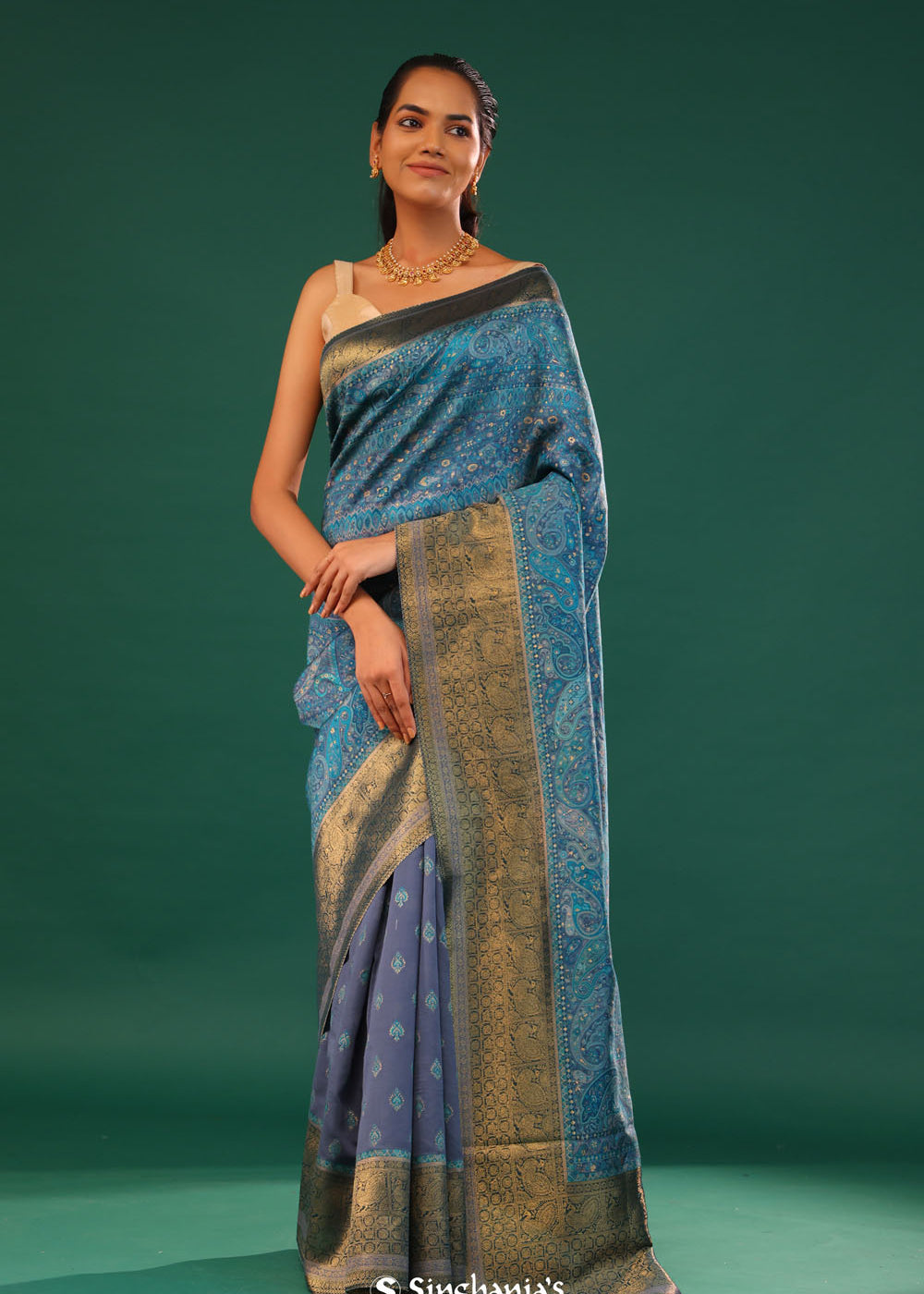 Kani Kashmiri Silk Saree - Rhythm Grey