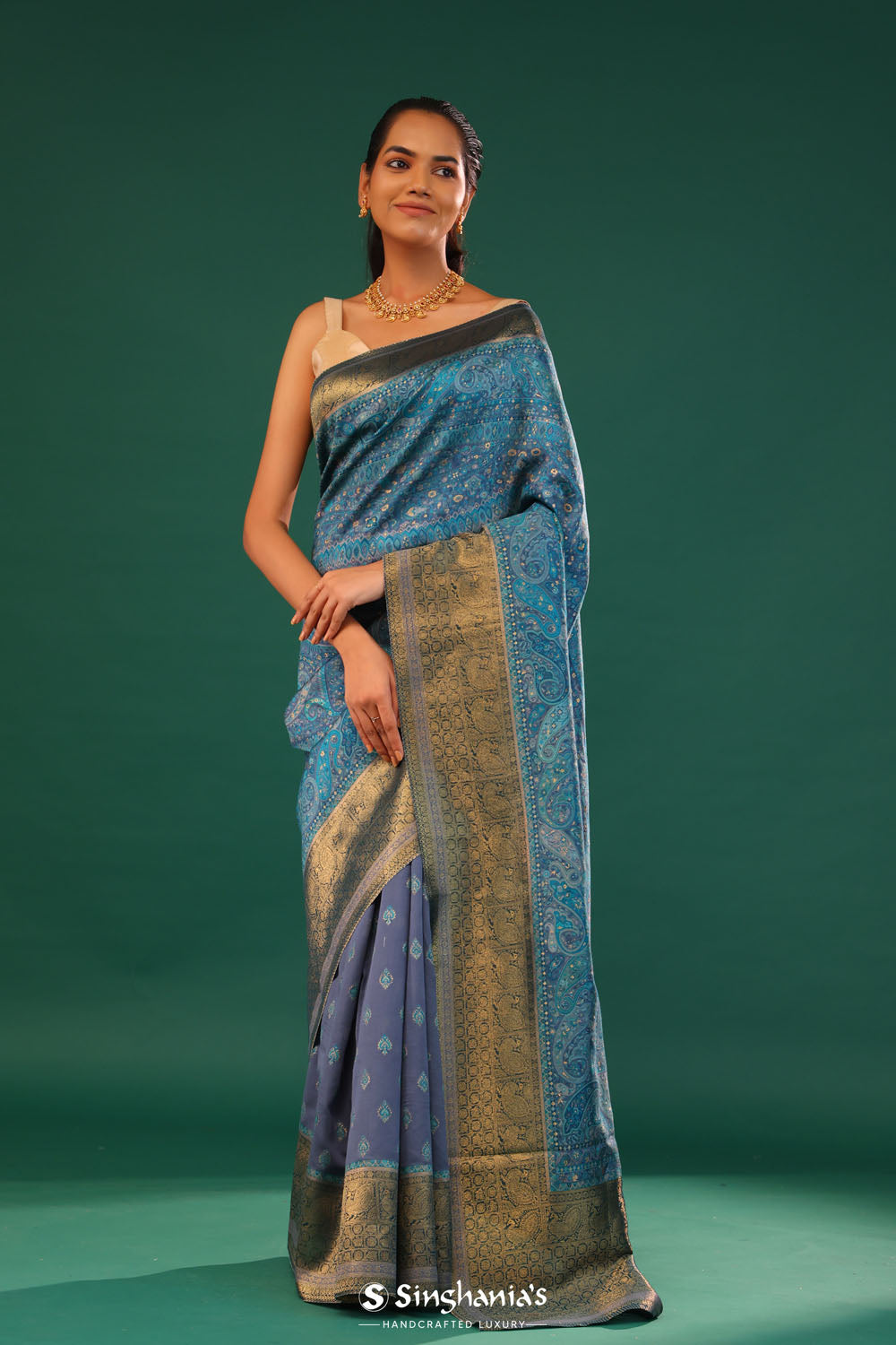 Kani Kashmiri Silk Saree - Rhythm Grey