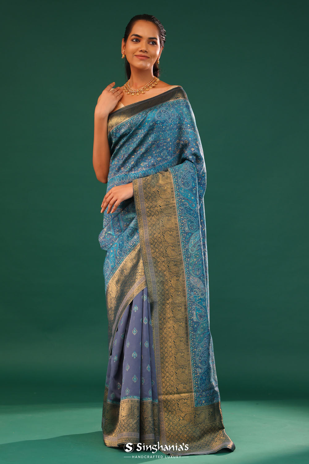 Kani Kashmiri Silk Saree - Rhythm Grey