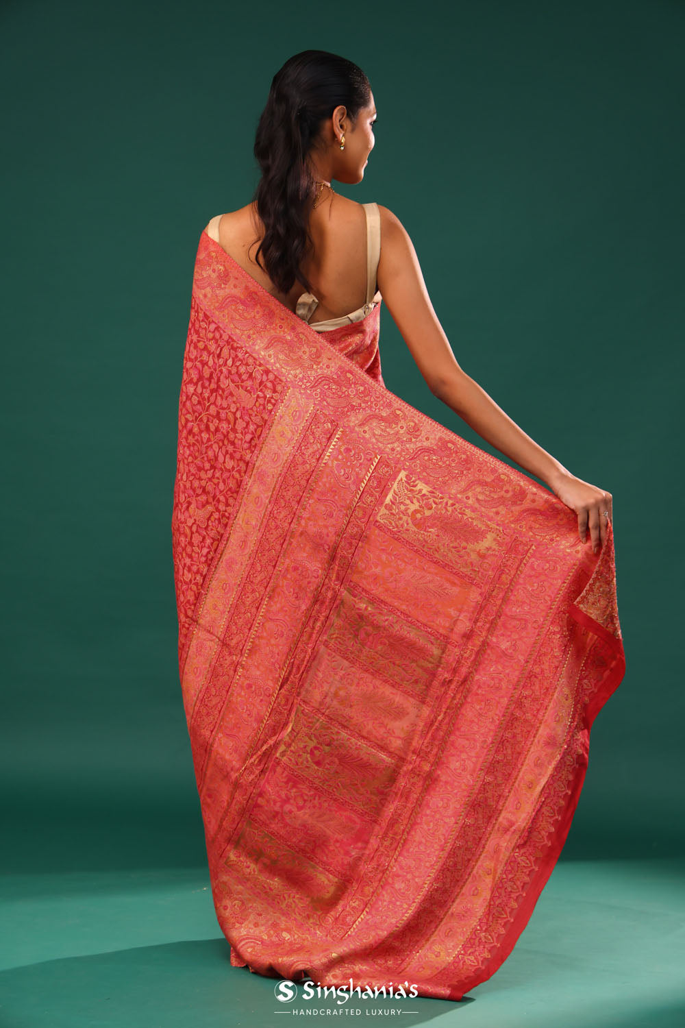 Kani Kashmiri Silk Saree - Spanish Red