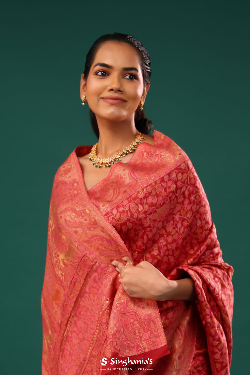Kani Kashmiri Silk Saree - Spanish Red