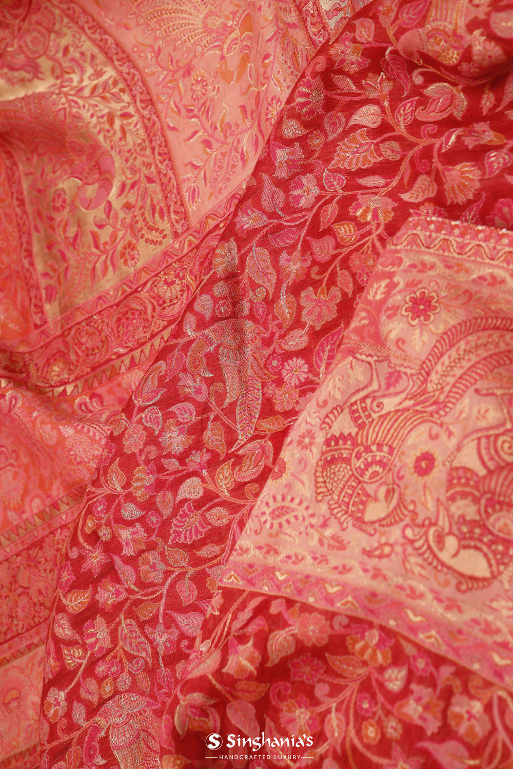 Kani Kashmiri Silk Saree - Spanish Red