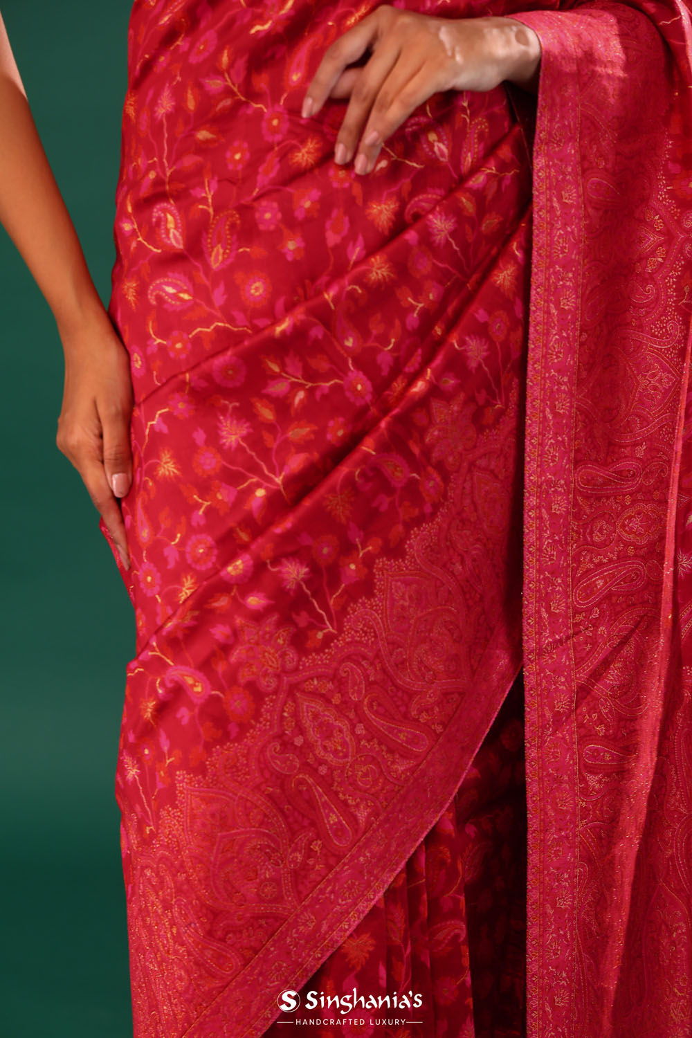 Kani Kashmiri Silk Saree - Bills Red