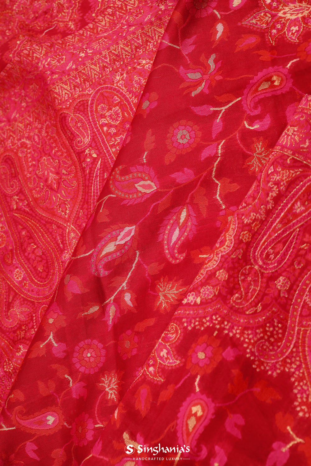 Kani Kashmiri Silk Saree - Bills Red