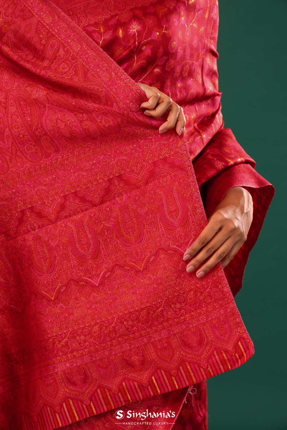 Kani Kashmiri Silk Saree - Bills Red