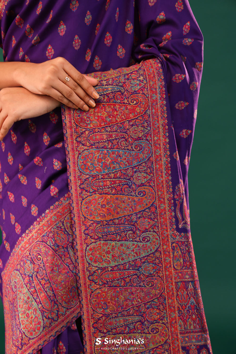 Kani Kashmiri Silk Saree - Kingfisher Purple