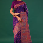 Kani Kashmiri Silk Saree - Kingfisher Purple