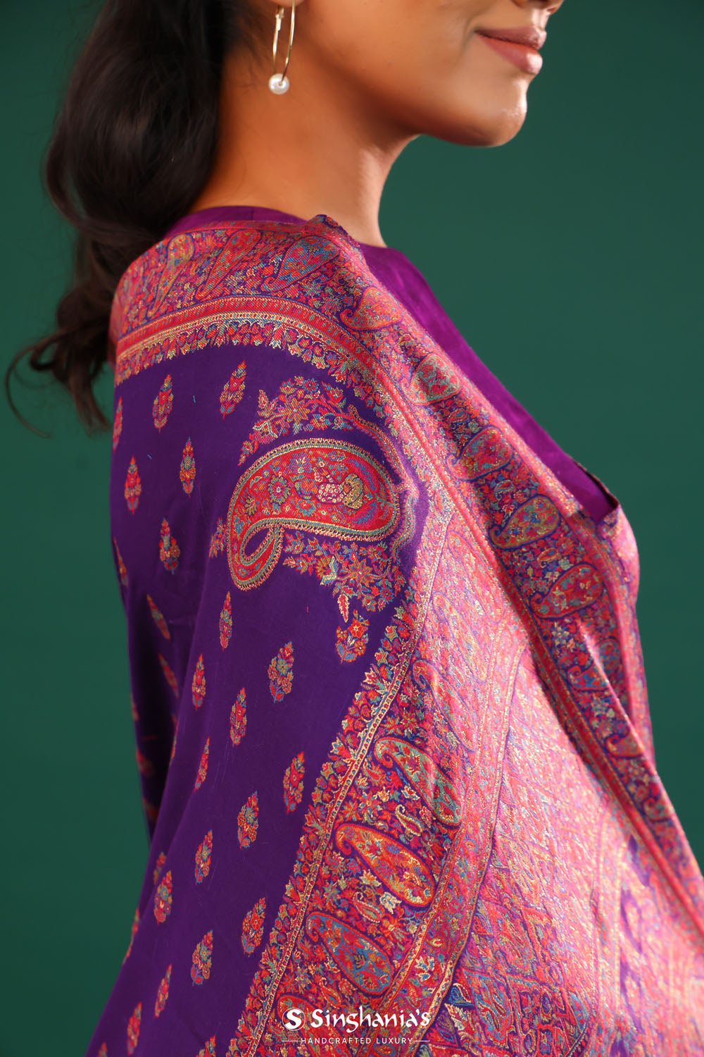 Kani Kashmiri Silk Saree - Kingfisher Purple