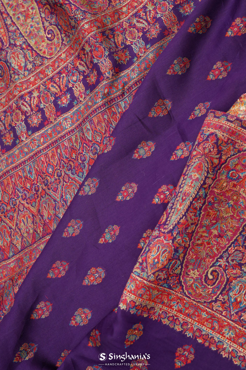 Kani Kashmiri Silk Saree - Kingfisher Purple