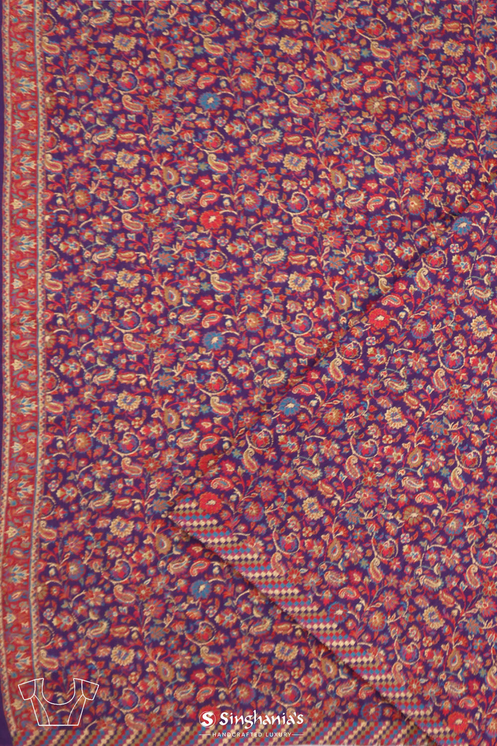 Kani Kashmiri Silk Saree - Kingfisher Purple