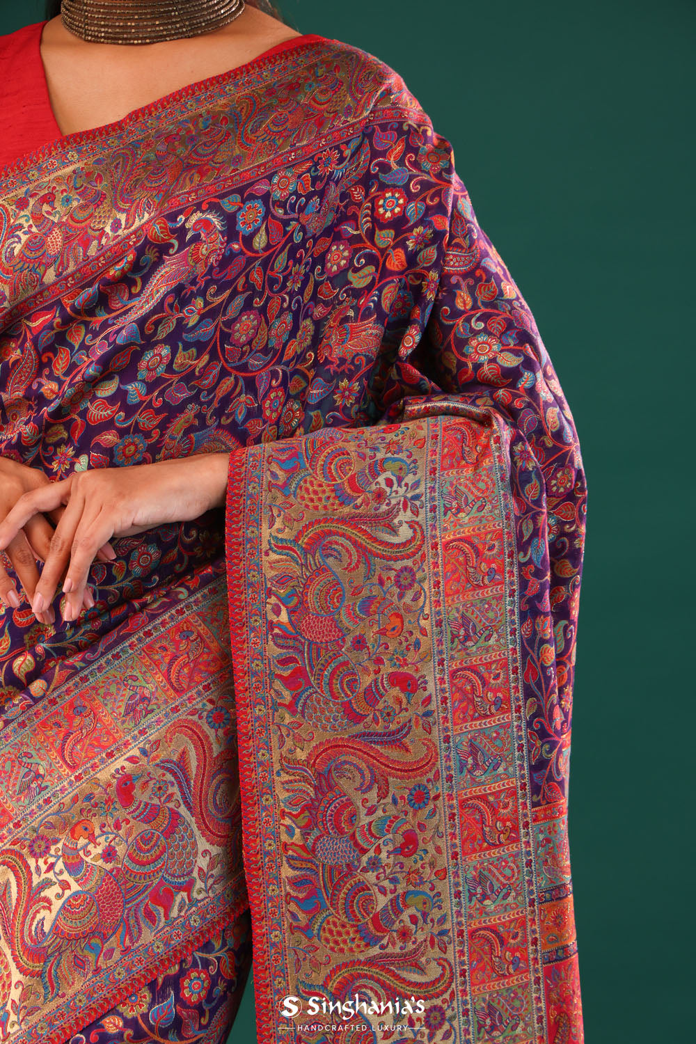 Kani Kashmiri Silk Saree - Matte Purple