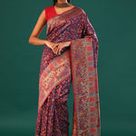 Kani Kashmiri Silk Saree - Matte Purple