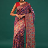 Kani Kashmiri Silk Saree - Matte Purple