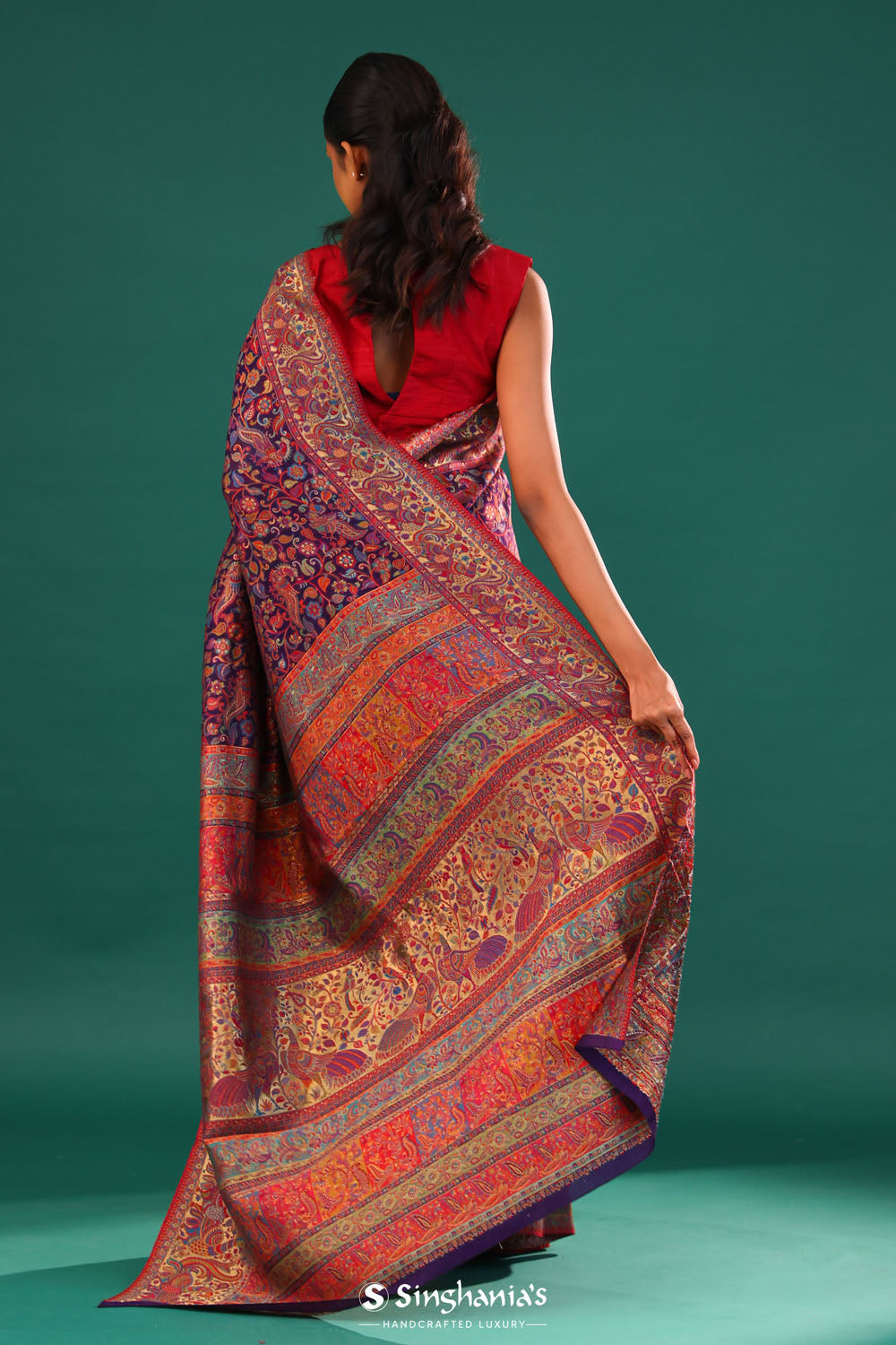 Kani Kashmiri Silk Saree - Matte Purple