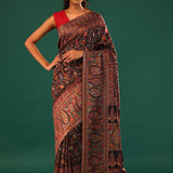 Kani Kashmiri Silk Saree - Cool Black