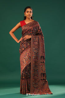 Kani Kashmiri Silk Saree - Cool Black