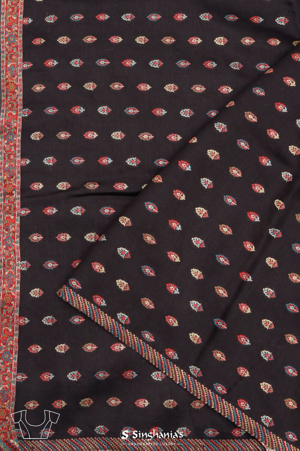 Kani Kashmiri Silk Saree - Cool Black