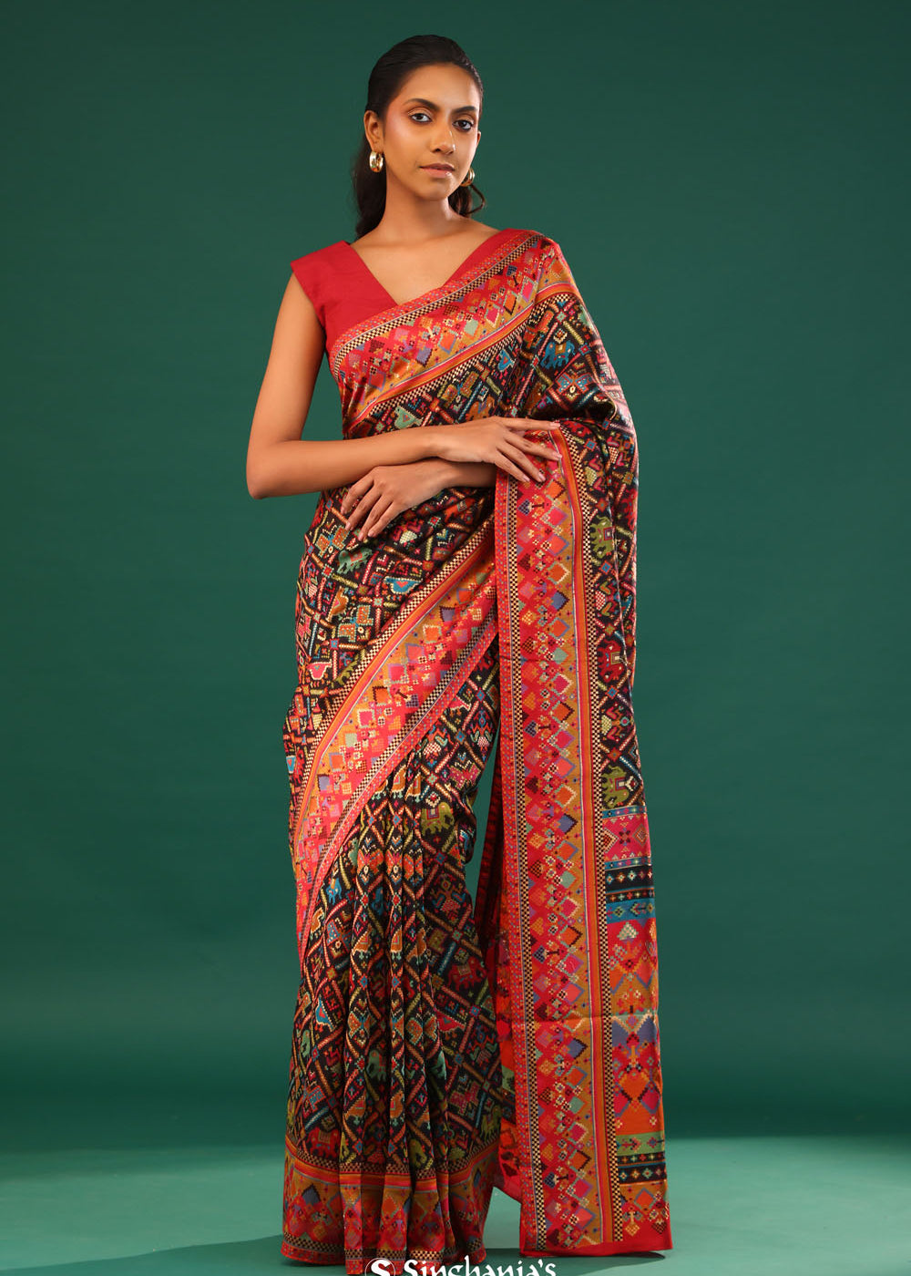 Ikat Kani Kashmiri Silk Saree - Dark Black