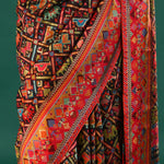 Ikat Kani Kashmiri Silk Saree - Dark Black