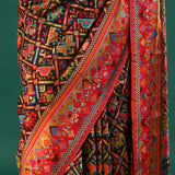 Ikat Kani Kashmiri Silk Saree - Dark Black