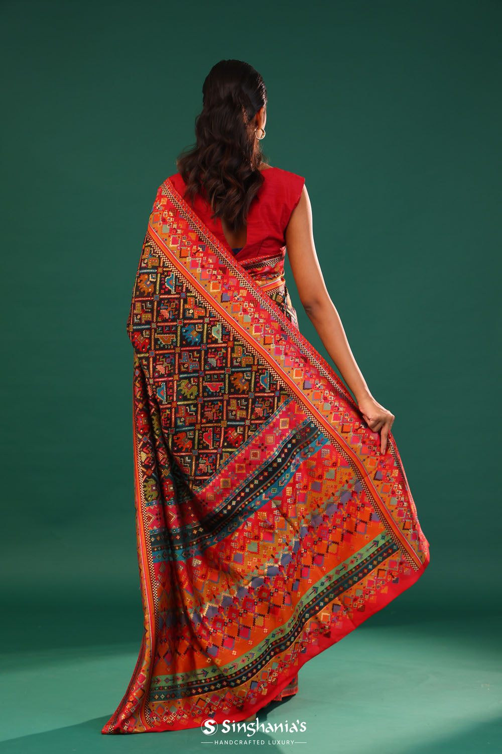 Ikat Kani Kashmiri Silk Saree - Dark Black