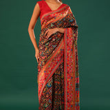 Ikat Kani Kashmiri Silk Saree - Dark Black