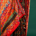 Ikat Kani Kashmiri Silk Saree - Dark Black