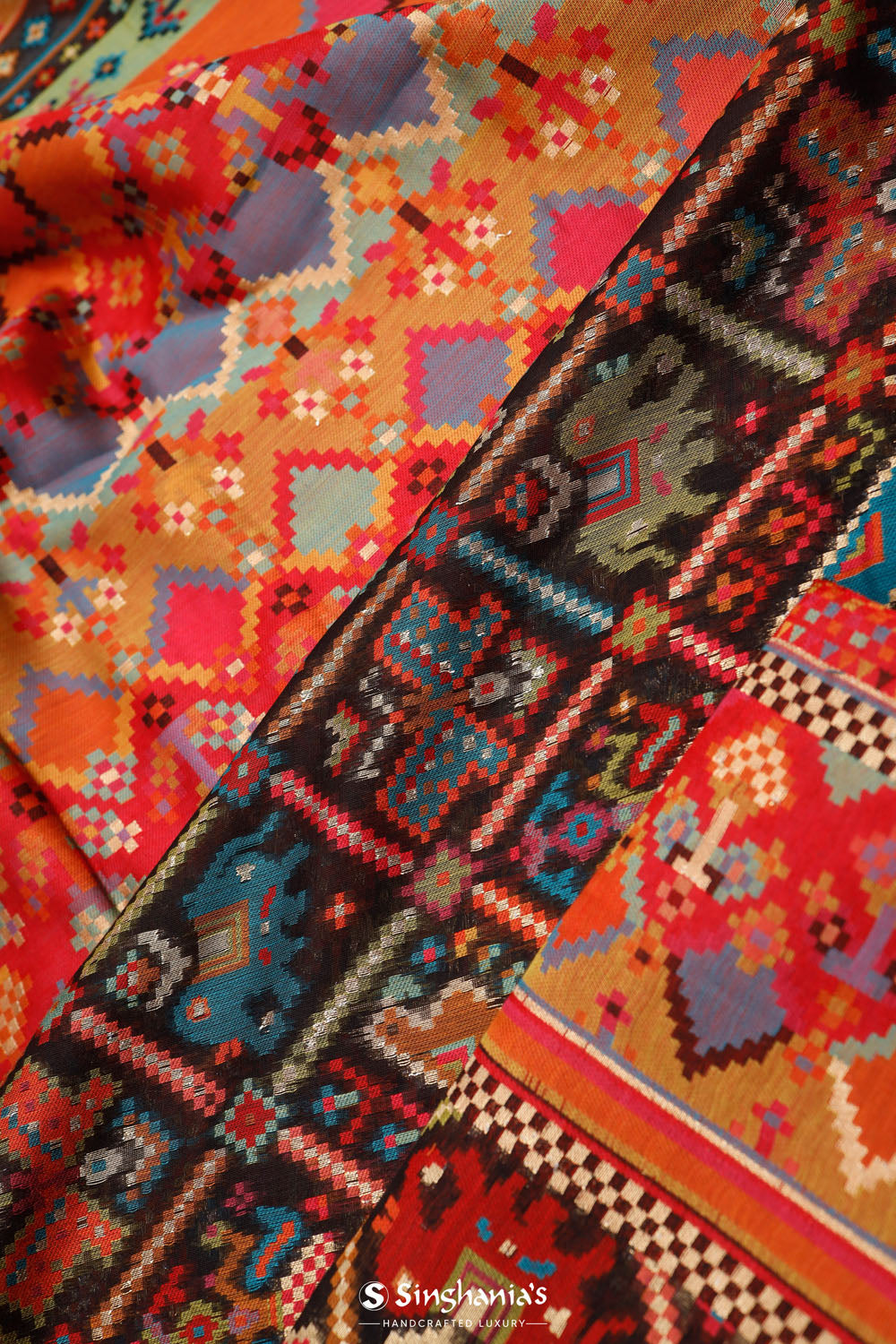 Ikat Kani Kashmiri Silk Saree - Dark Black