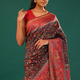 Kani Kashmiri Silk Saree - Slate Black
