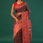 Kani Kashmiri Silk Saree - Slate Black