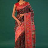 Kani Kashmiri Silk Saree - Slate Black
