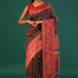 Kani Kashmiri Silk Saree - Slate Black