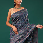 Kani Kashmiri Silk Saree - Winter Blue