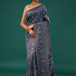 Kani Kashmiri Silk Saree - Winter Blue