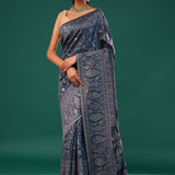 Kani Kashmiri Silk Saree - Winter Blue