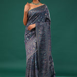 Kani Kashmiri Silk Saree - Winter Blue