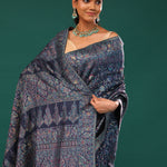 Kani Kashmiri Silk Saree - Winter Blue