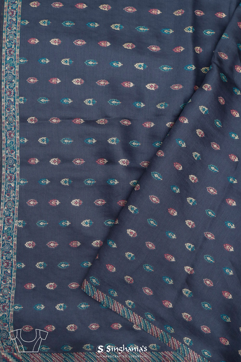 Kani Kashmiri Silk Saree - Winter Blue