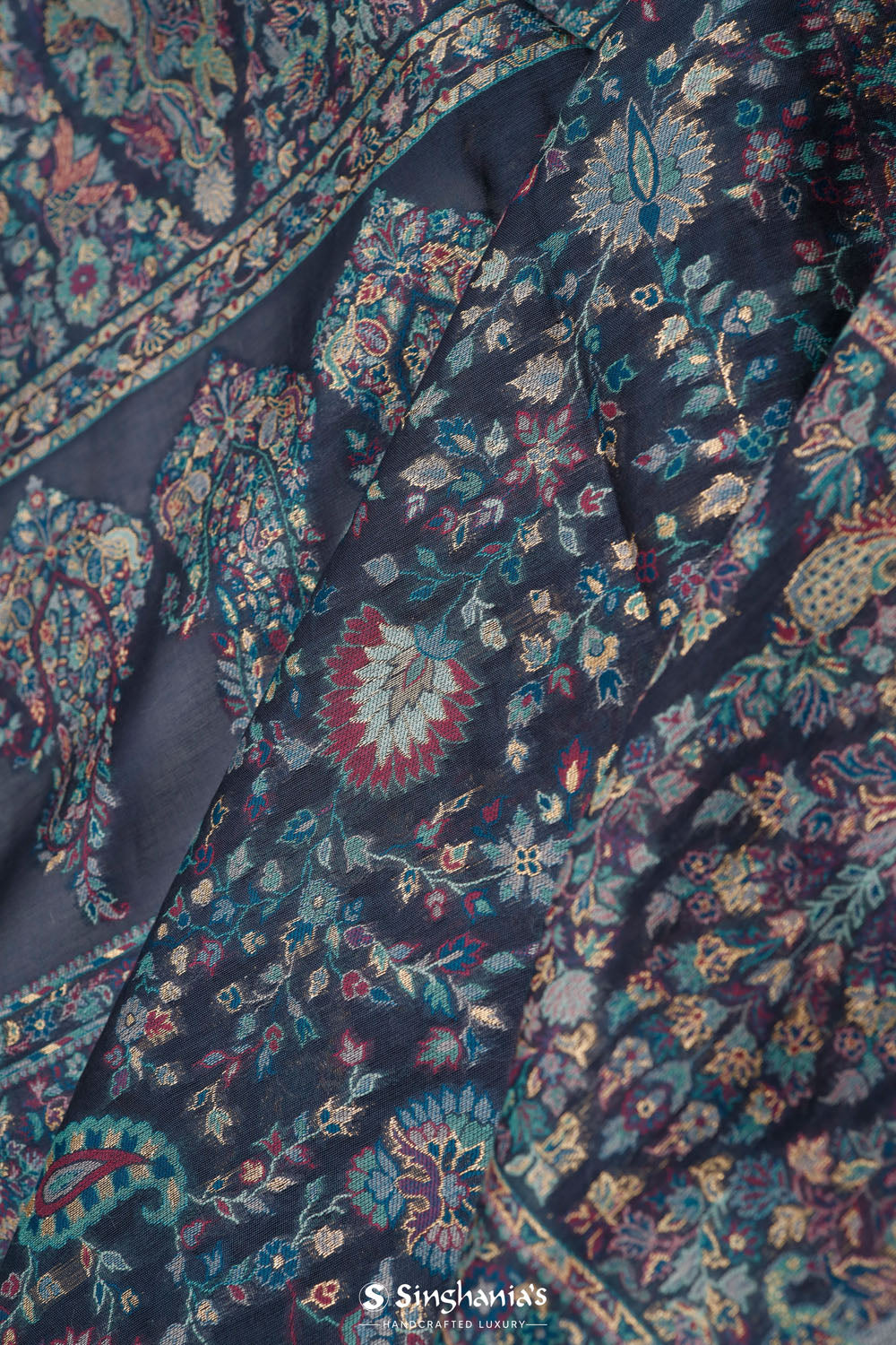 Kani Kashmiri Silk Saree - Winter Blue