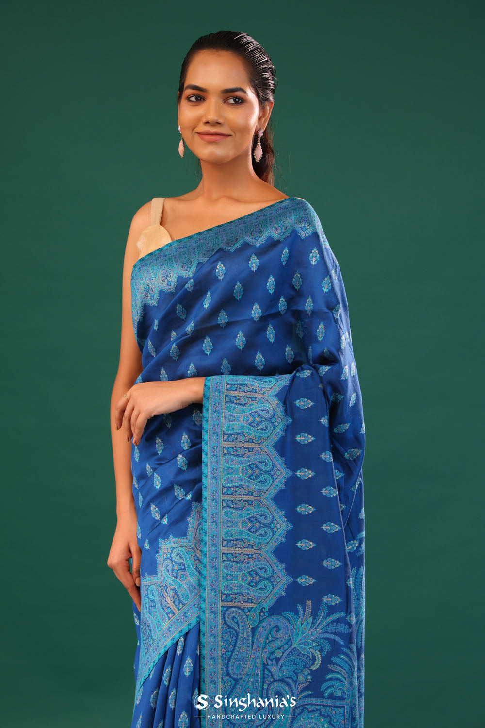 Kani Kashmiri Silk Saree - Cobalt Blue