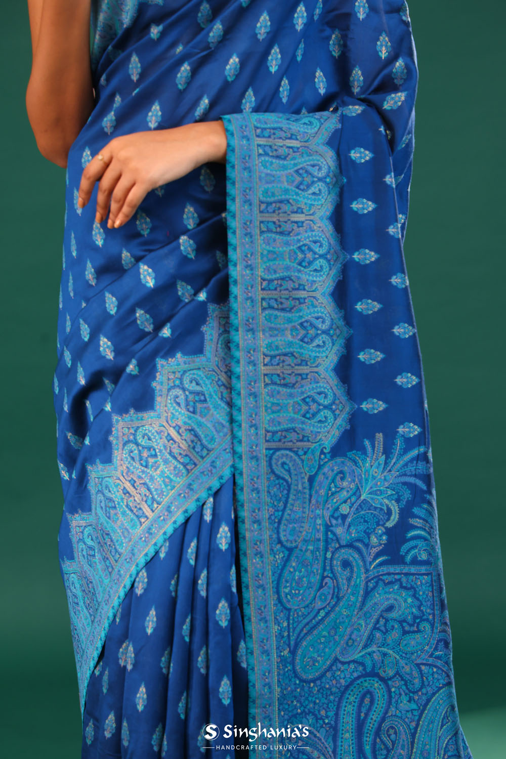 Kani Kashmiri Silk Saree - Cobalt Blue